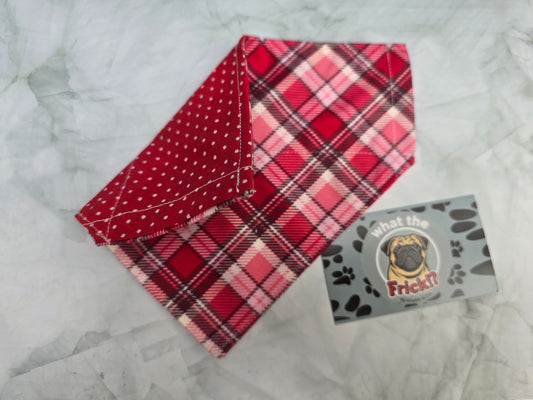 Red, White & Pink Plaid Reversible Dog Bandana