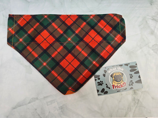 Orange & Green Plaid Reversible Dog Bandana