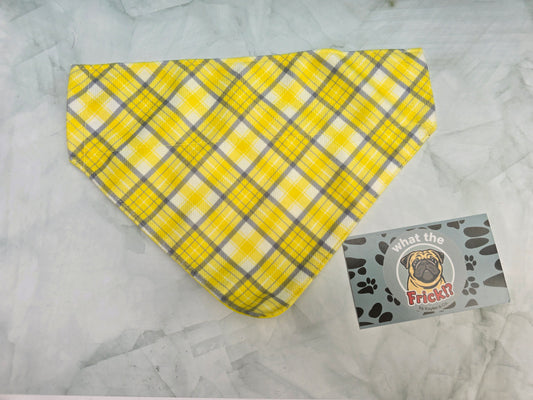 Yellow & White Plaid Reversible Dog Bandana