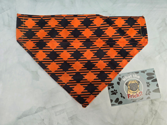 Orange & Black Plaid Reversible Dog Bandana