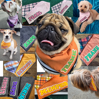 Black, Tan & White Plaid Reversible Dog Bandana